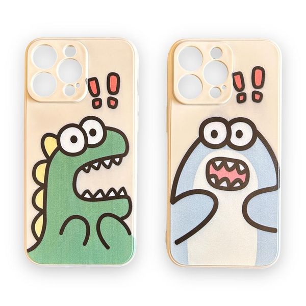 AMA Cartoon Dinosaur Pattern Silicon Case For iPhone 14 Pro Max Pack Of 2