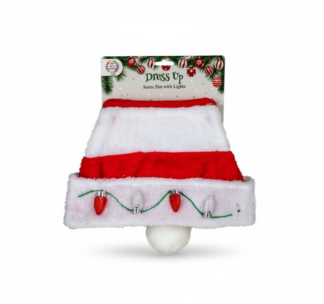 Festive Santa Hat with LED Lights for Christmas Parties