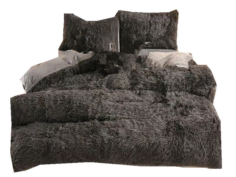 4 Pieces Fluffy Duvet Cover Set - Plain Colour