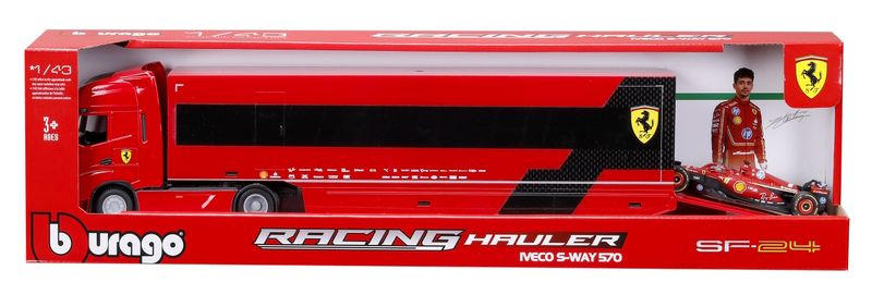 Bburago 1/43 Iveco S Way Ferrari F1 Transporter Set - #16 Charles Leclerc