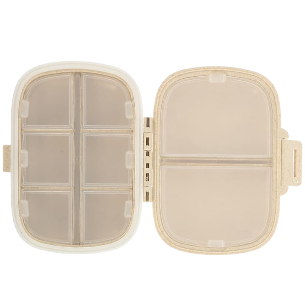 Compact 8-Compartment Travel Pill Organizer - Beige