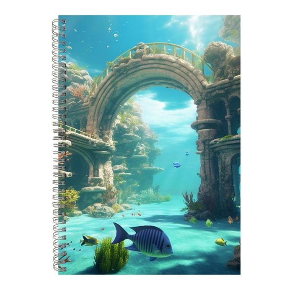 Ruin A4 Notebook Pad Ocean Blue Lovers Trendy Graphic Birthday Present 040