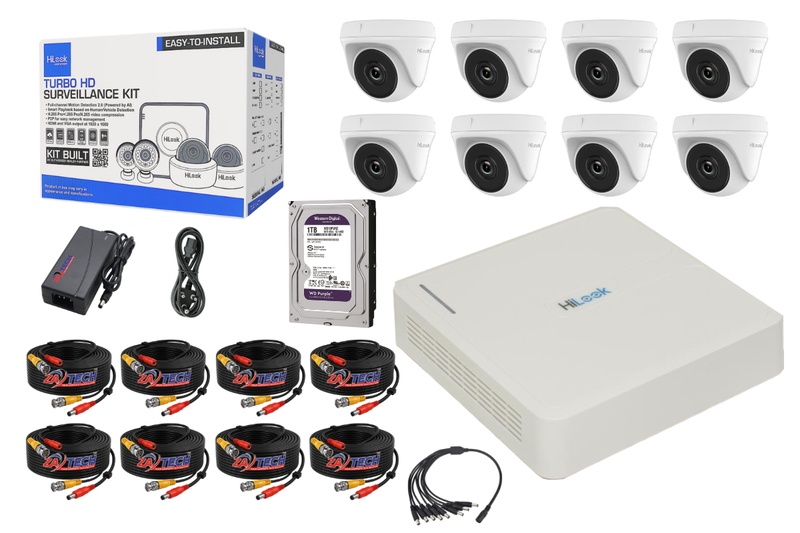 HiLook 8CH Dome CCTV Kit with 1TB WD HDD and Zatech Ready-Made Cables