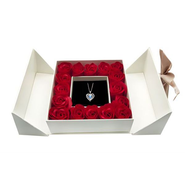 Eternal Red Rose with Necklace Gift Box, Necklace Gift