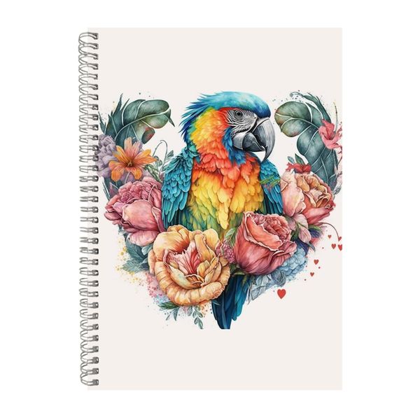 Parrot Watercolor Heart Notebook Animal Gift Idea Notepad Pad 118