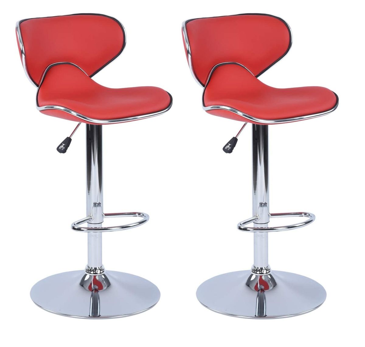 Bar Stools / Kitchen Counter Chairs Set of 2 Red Colour Shop
