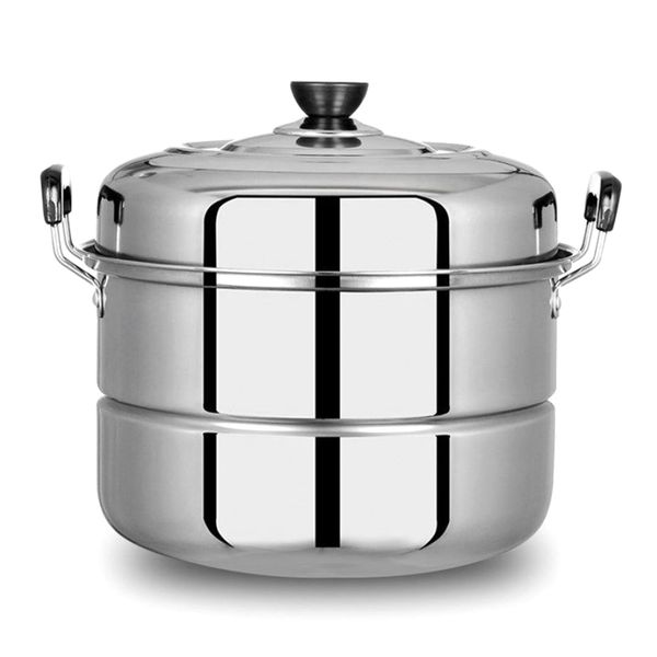 2-Tier Stainless Steel Steamer Pot for Food &amp; Veggies