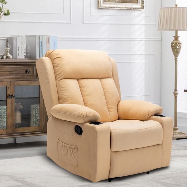Recliner Chair Manual Armchair Single Sofa Fabric Sleeper Couch Lounge Seat