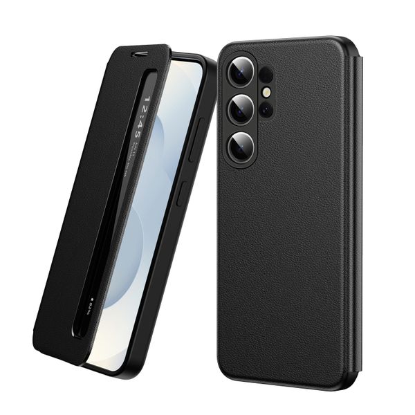 Smart Window PU Leather Flip Cover Compatible With Samsung Galaxy S22 Ultra