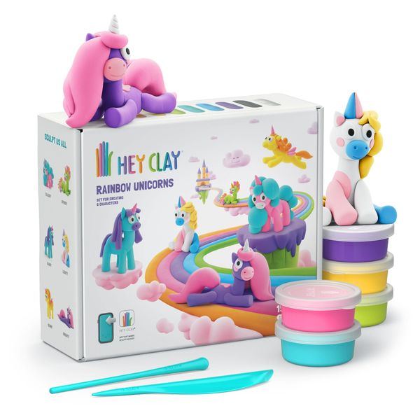 Hey Clay: Modelling Air-Dry Clay w Fun Interactive App - Unicorns, 15 cans