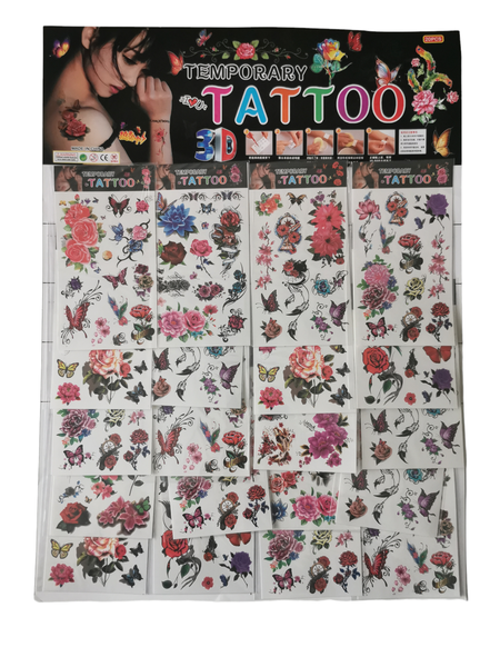 Butterflies and Flowers Assorted Fun Temporary Tattoos for Parties 20 Cards