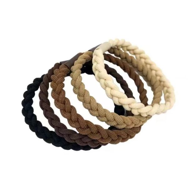 Coffee-Colored Braided Hair Ties for Women