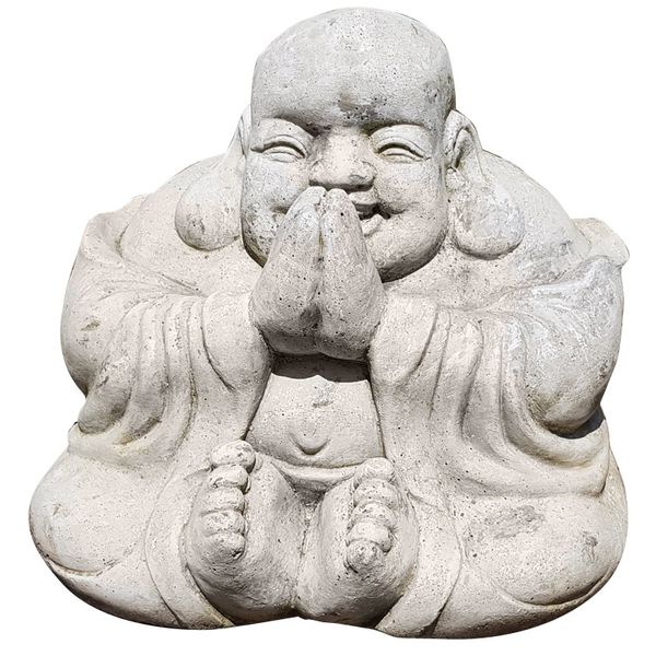 Large Laughing Buddha Statue - Ornament - White