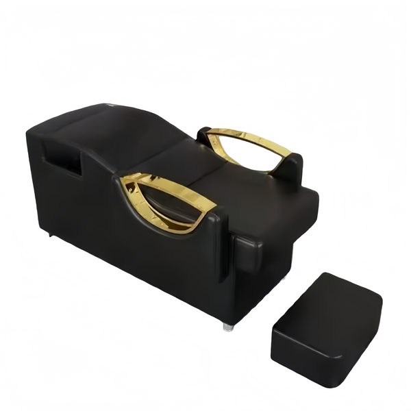 Black And Gold Backwash Unit High Quality Leather Sponge Chair