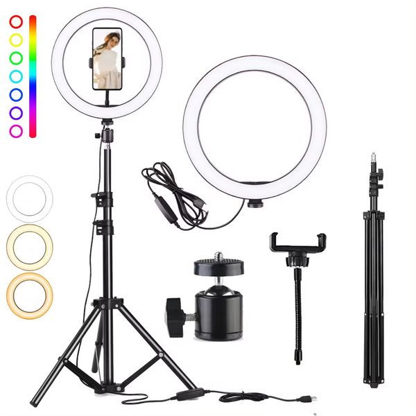 12" RGB Ring Light with Extendable Tripod Stand and Phone Holder Kit - EMS