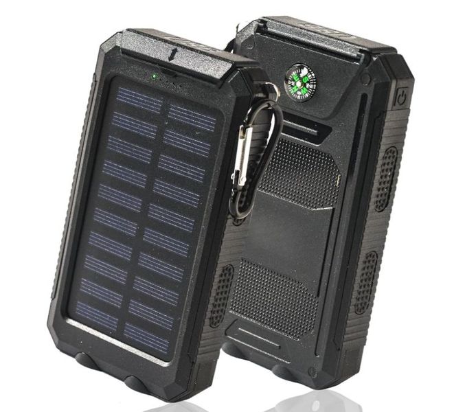 INV-20000 mAh Solar Power Bank, External Fast Charge Two USB Ports, Compass