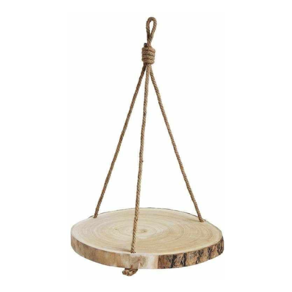 Hanging Shelf - Wood Log Slice - Hemp Rope