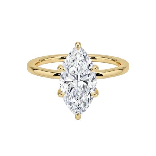 Size 5 - Radiant Marquise-Cut Diamond Solitaire Ring - Gold
