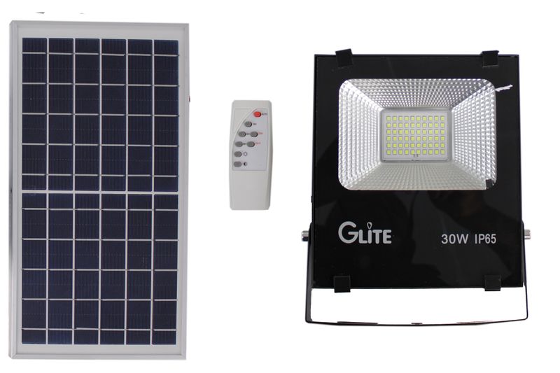 30 Watt Solar COB LED Flood Light with Solar Panel &amp; Remote Control - IP65