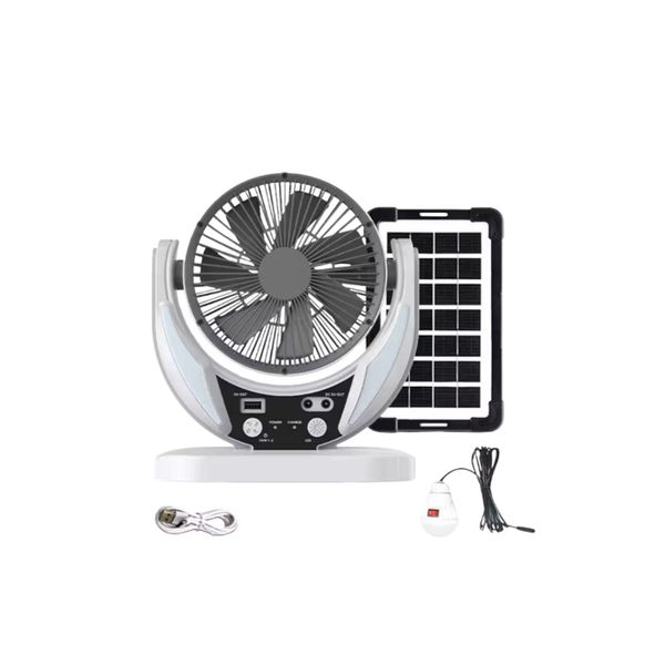 GDTIMES 6" Rechargeable Box Fan with Solar Panel - LED &amp; USB Charging