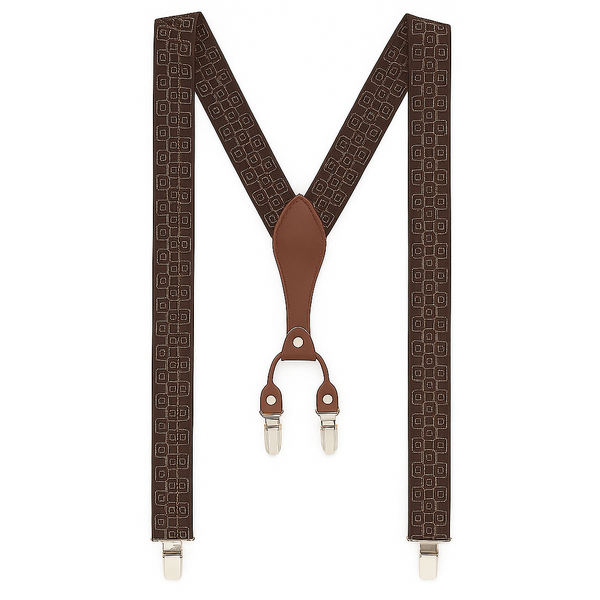 Men's Classic Adjustable Suspenders - Elastic Clip-On Braces with Leather