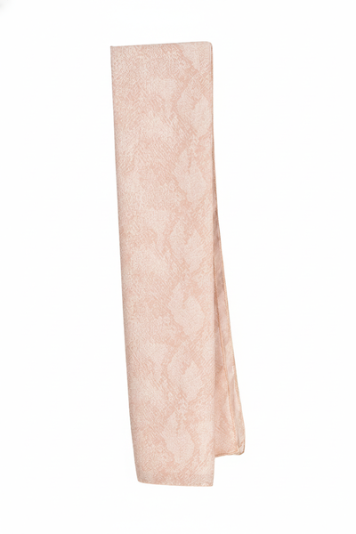 Beige Chiffon Rectangular Headscarf with Brown Snakeskin Print