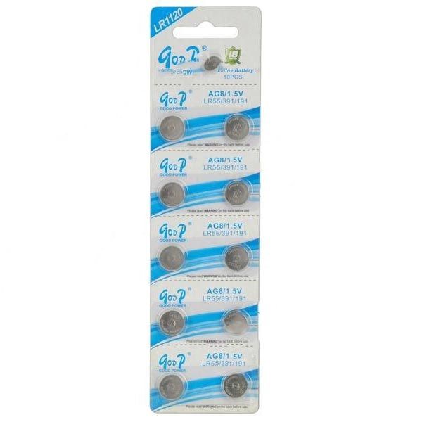 Goop LR1120 AG8 1.5V Alkaline Battery - Pack of 10