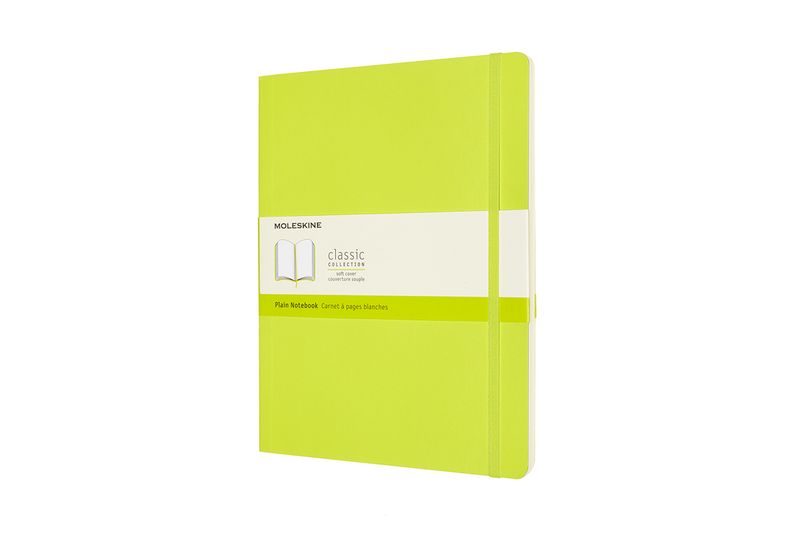 Moleskine Classic Notebook, Extra Large, Plain, Lemon Green, Soft Cover (7.5 X 9.75)
