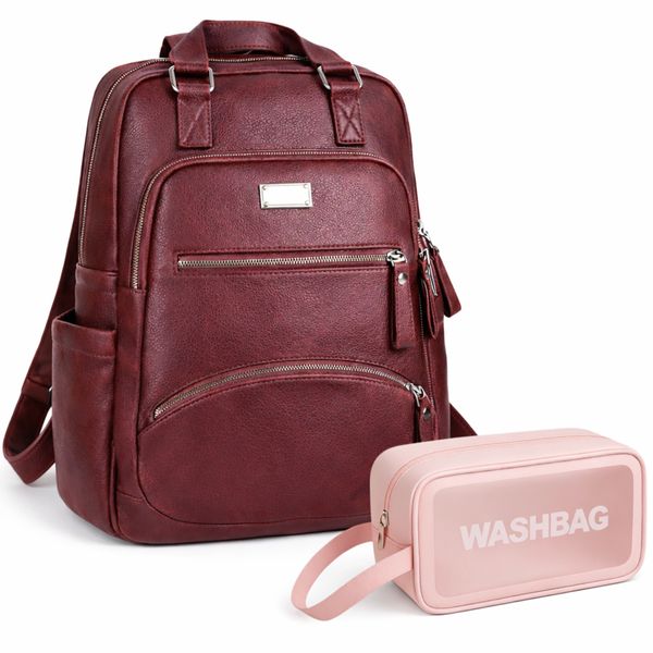 Quality Fashion Vegan Leather Anti-theft Backpack With Mini Toiletry Bag