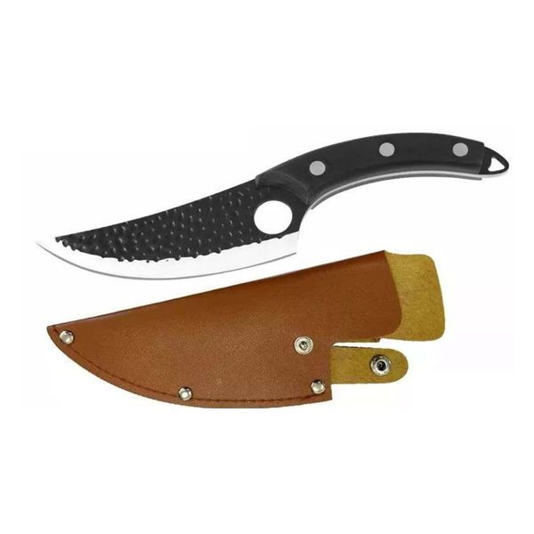 Pruchef - Sharp Chef Knife with Leather Sheath for Kitchen &amp; Outdoor- Black