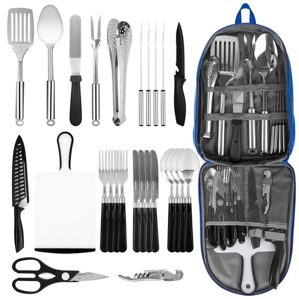 27 Pieces Camp Kitchen Cooking Utensil Set Cookware Kit