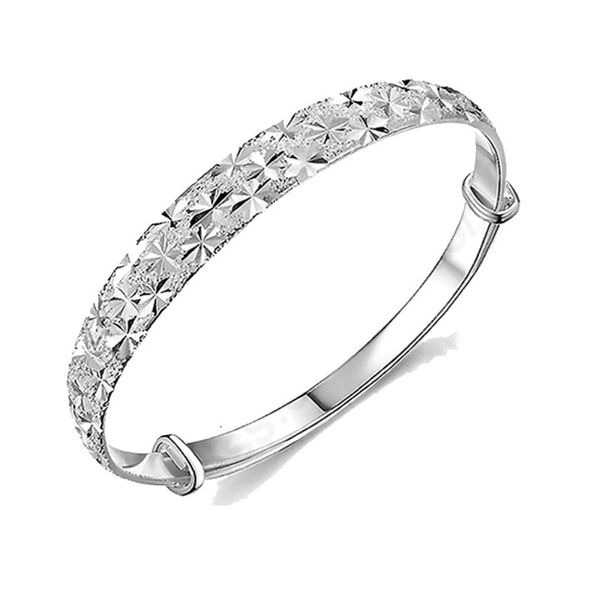 Sterling Silver Plated Adjustable Geometric Bangle