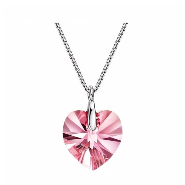 Swarovski Crystal Heart Necklace in Pink by Zana Jewels