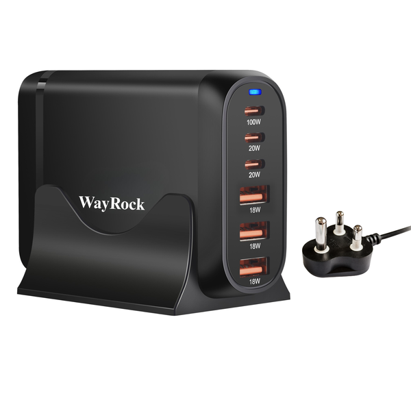 WayRock PD100W GaN3 Fast Charger, 6-In-1 Charging Station For Laptop &amp;Phone