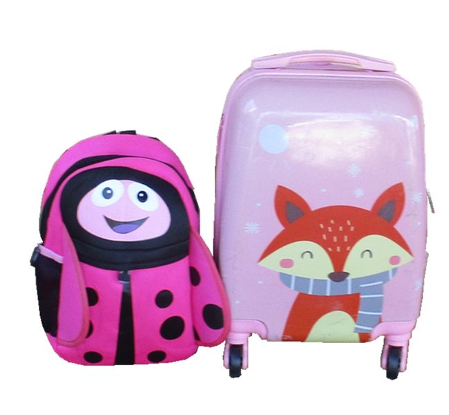 Fox Kids Suitcase &amp; Pink Ladybug Backpack Set - Travel Combo