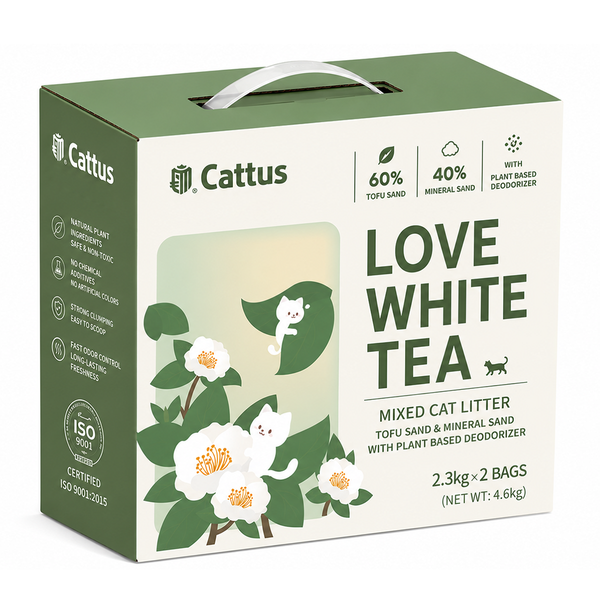 Cattus Love White Tea Mixed Tofu &amp; Bentonite Cat Litter (2.3kg x 2 Bags)