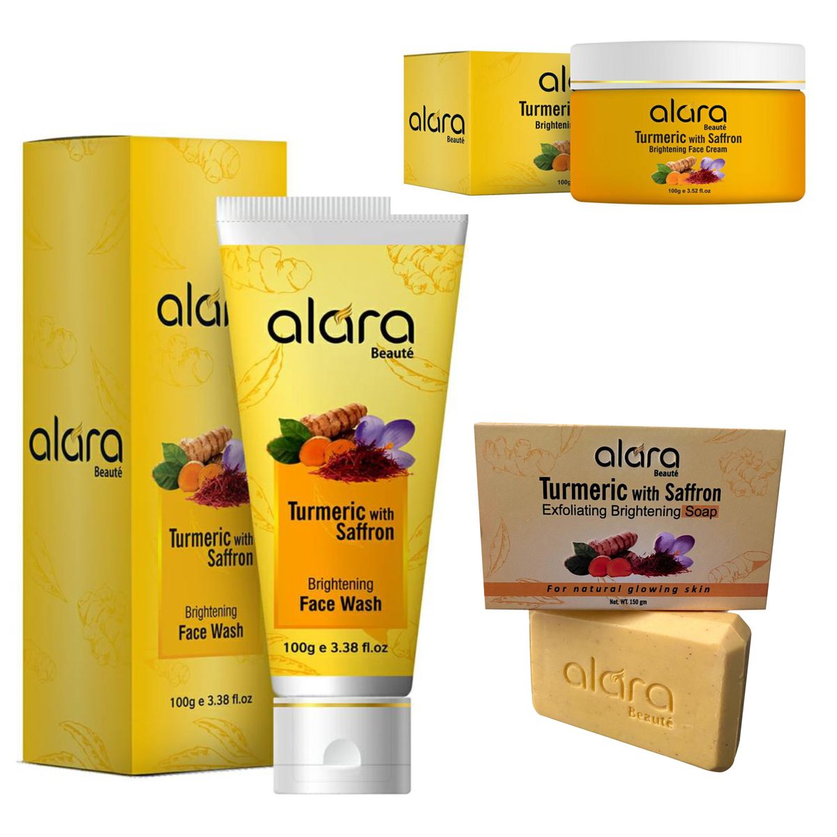 Face Wash Soap and Face Cream Kit Turmeric with Saffron Shop