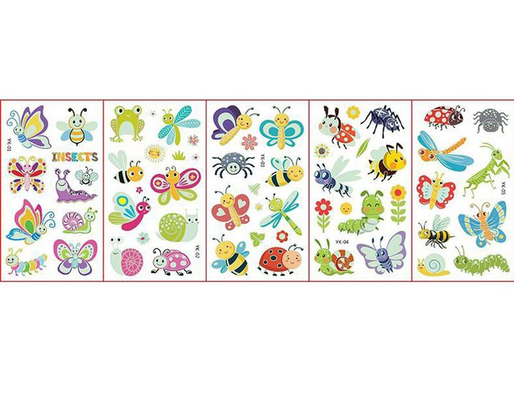 Kids Glow in the Dark Temporary Tattoos - Insect Theme (5 Sheets)
