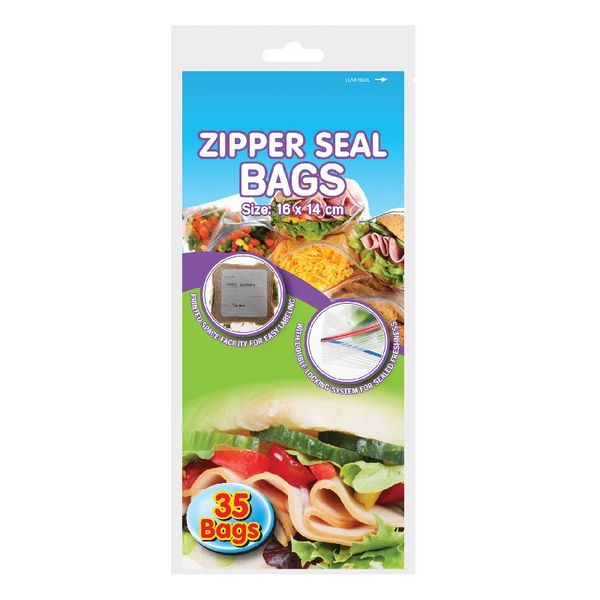 Zipper Seal - Disposable Bag - 35 Piece - 16 x 14cm