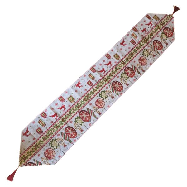 Table Runner 175cm x 33Cm Christmas Bauble Pattern