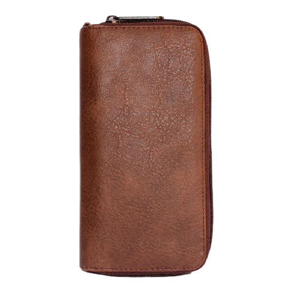 0401~Zipped Closure JET SET Textured Leather Wallet main image 0