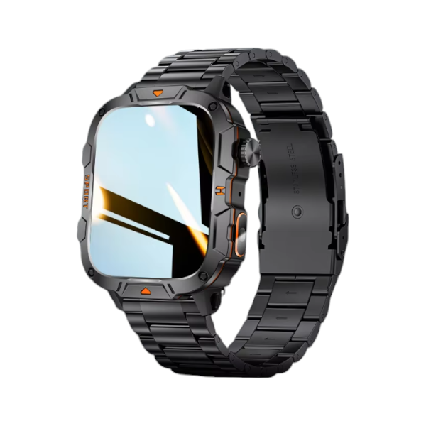 100+ Sports Mode Military Grade Smart Watch With Built-In Flashlight -Black