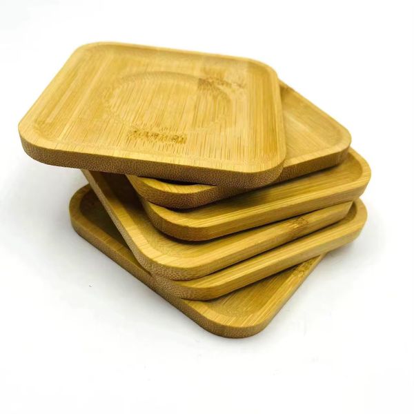 Bamboo Coasters for Hot Drinks and Cups, Square Design, Set of 6,