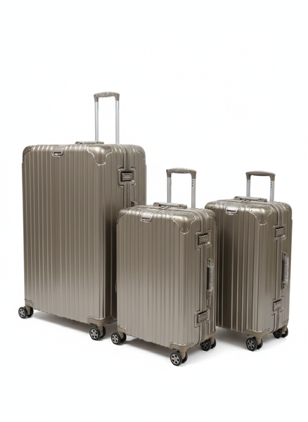 New Design Aluminium Frame Zip-Less 3-Pieces Luggage Set with Cup Holder