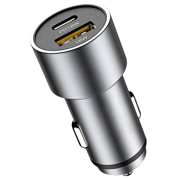 YESPLUS - YS-1204 - 1 USB + 1 USBC Port Car Charger - Silver