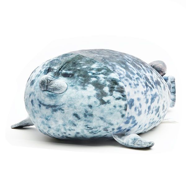 Chubby Seal Plush Toy &amp; Pillow - Dark Grey