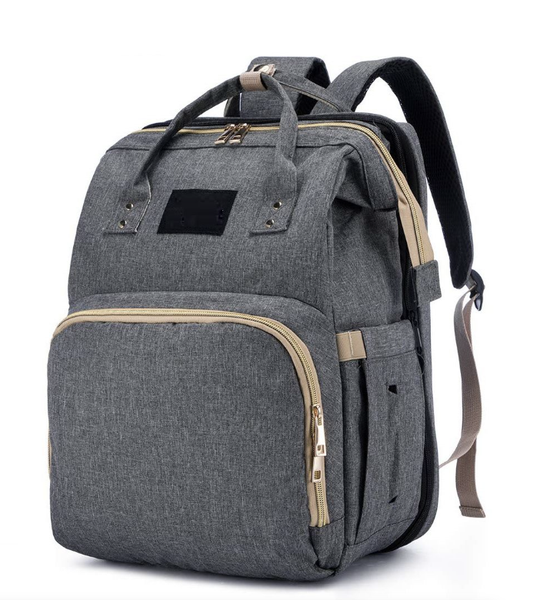 Multi-functional Baby Backpack with Portable Crib Nappy Bag - Purple