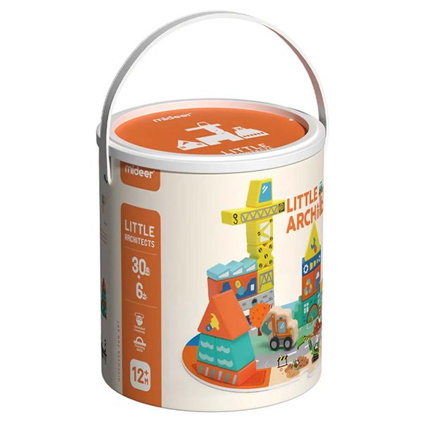 Mideer - Wooden Blocks with Floor Road Puzzle: Building Set for Kids