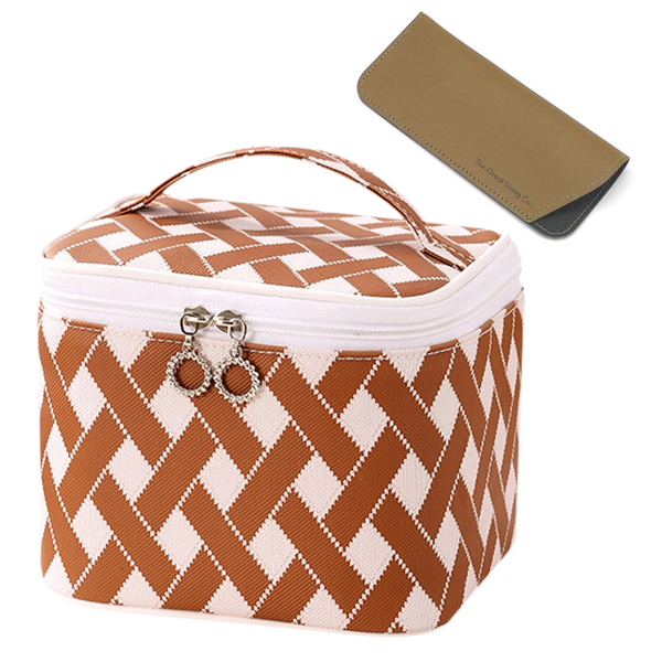 Waterproof Large Makeup Bag &amp; Cosmetic Bag with Glasses Case for Women