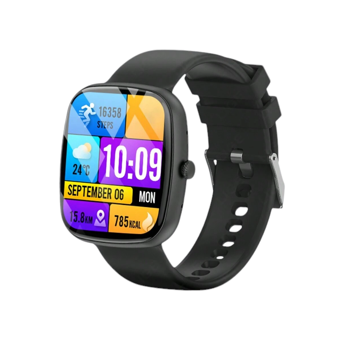 Health Tracking Smart Watch With Intelligent Voice Assistant Black